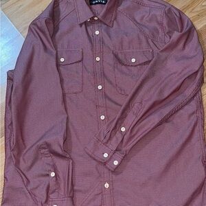 Orvis Men's Maroon Casual Button Down Shirt